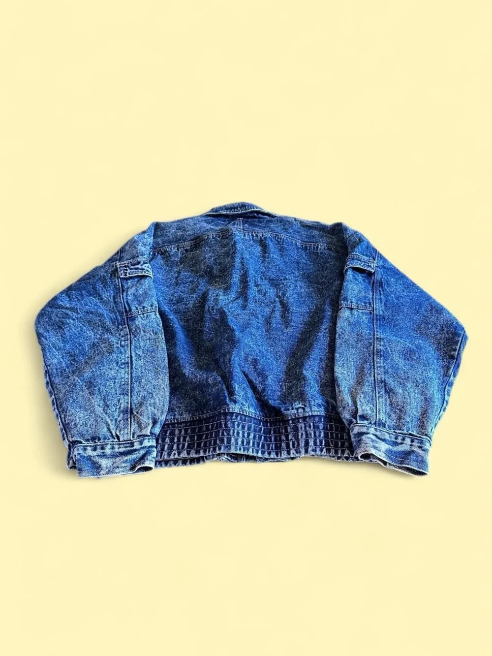 Vintage 80s Acid Wash Denim Bomber Jacket Multi Pocket Heavyweight Men’s M